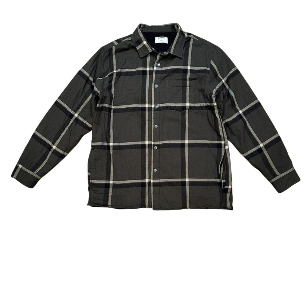 OLD NAVY Mens Plaid Cozy-Lined Shirt Jacket Gorpcore Lumberjack Workwear Large